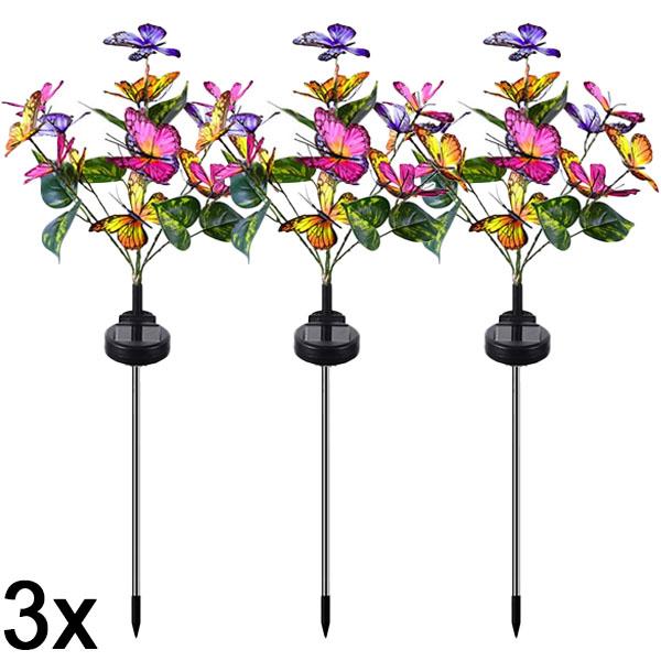 3x Solarne svetiljke u obliku leptira za spoljašnju upotrebu | FLUTIX